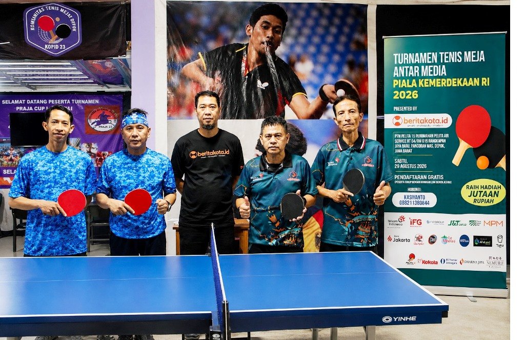 Beritakota.id Kembali Gelar Turnamen Tenis Meja Antar Media Piala Kemerdekaan RI 2026